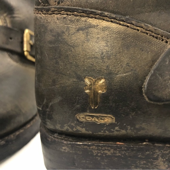 FRYE/COACH Sz 9 Antique Finish Leather Engineer Boots - Picture 9 of 16